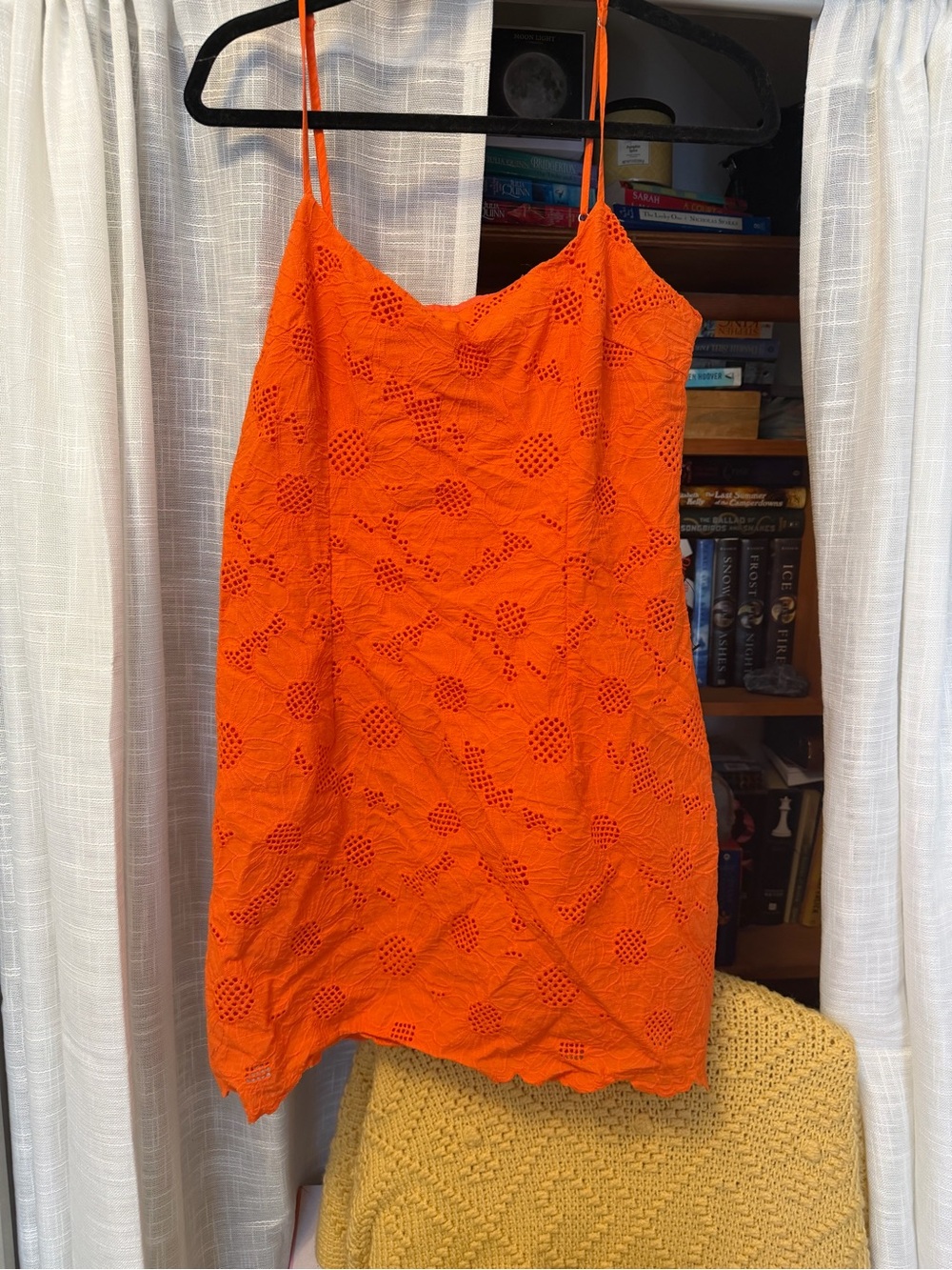 Lulu's Bright Orange Eyelet Mini Slip Dress